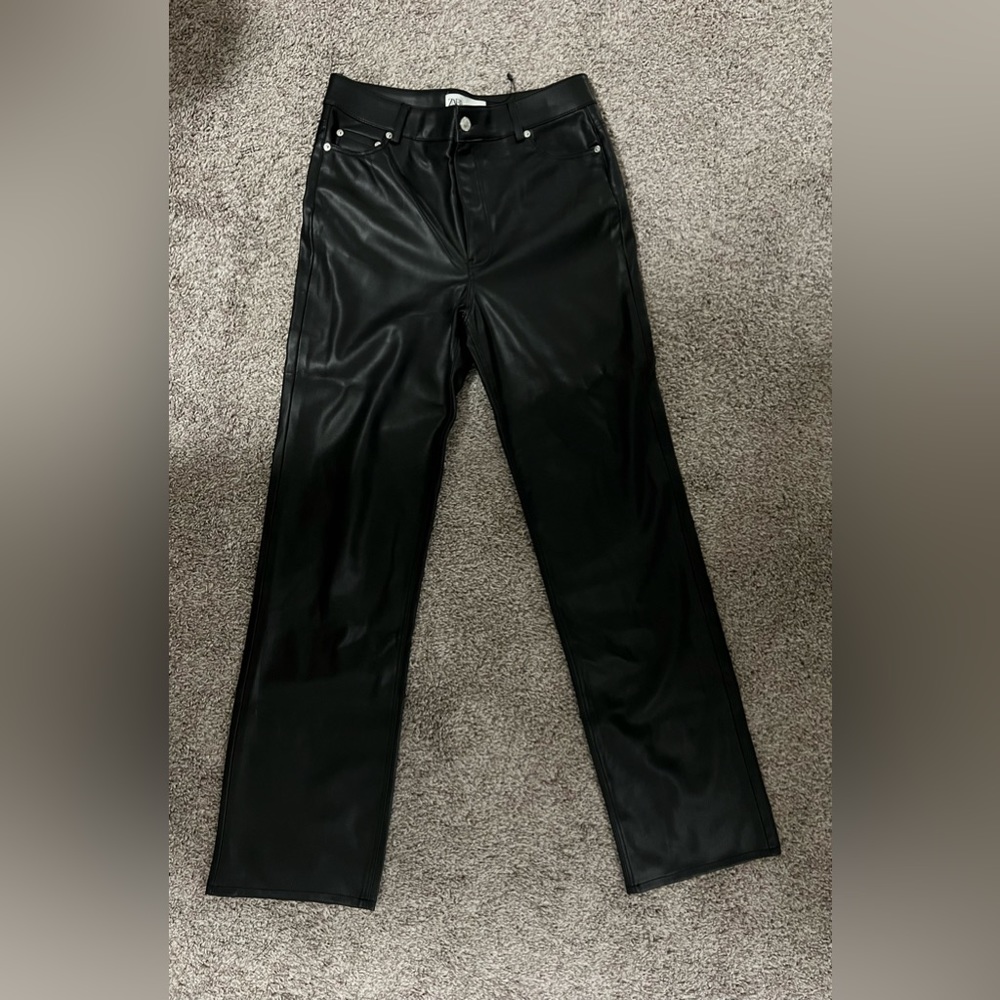 Zara 90s leather pants straight